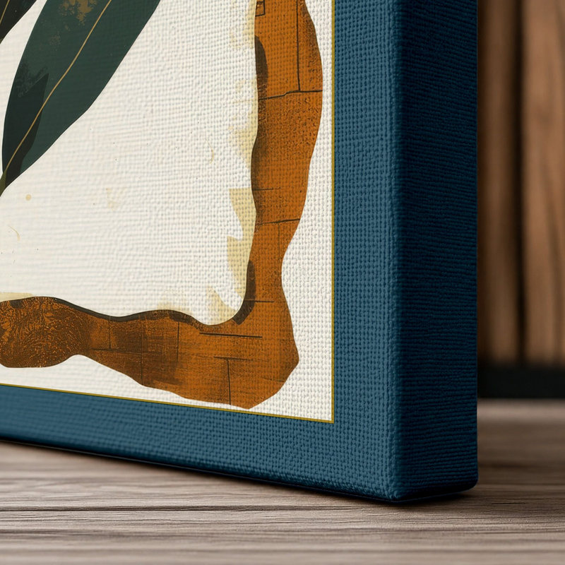 Study in Green Botanical - Wrapped Canvas, 18x12 - 45.7 x 30.5 cm, Teal Border