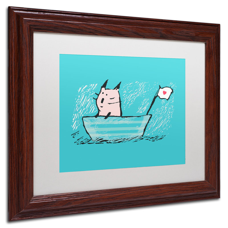 « marin chat » par carla martell, art encadré, H 11 po x l 14 po