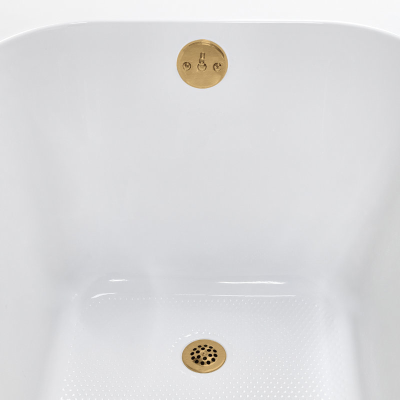 72" x 36" Acrylic Soaking Drop-In Bathtub, Drain Included, Brushed Gold