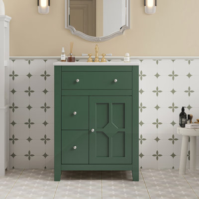 Meuble-lavabo moderne 24 po avec lavabo en céramique