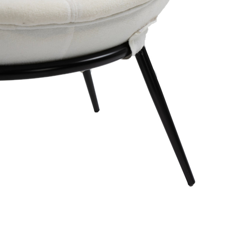 Vintage Upholstered Cup Accent Chair, White 100% Polyester