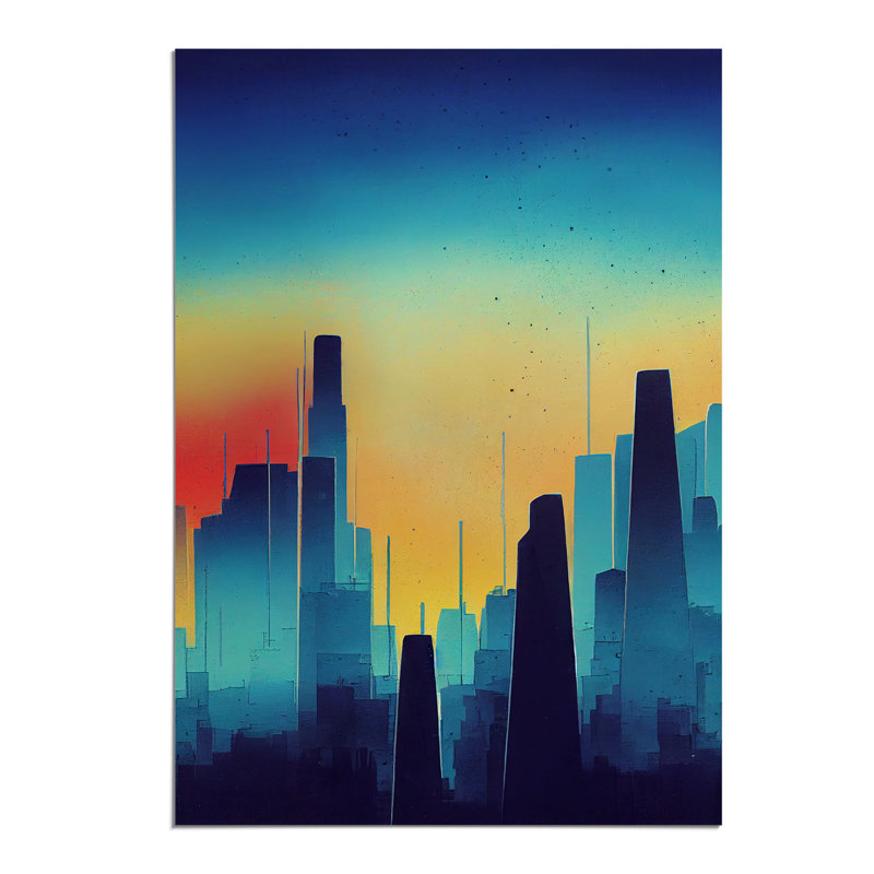 City Skyline Sunrise - Wall Art, Paper, 59.4cm H x 42cm W, No Matte