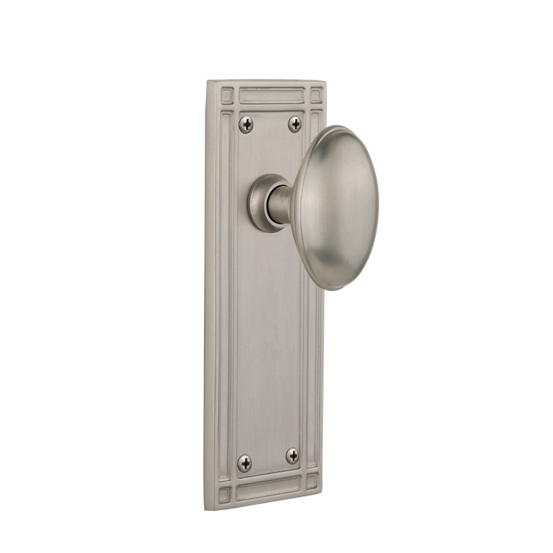 Mission Plate with Homestead Door Knob, Satin Nickel, 2 3/8"
