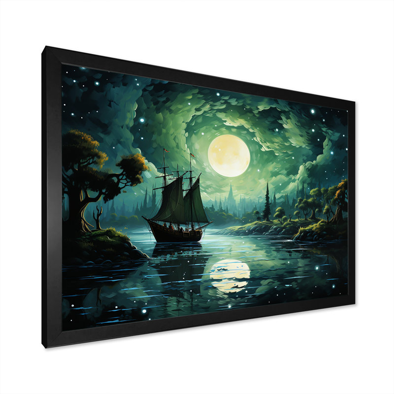 Reproduction d'art sur toile Moonlight, H 30 po x l 40 po x P 1,5 po, Cadre photo noir simple