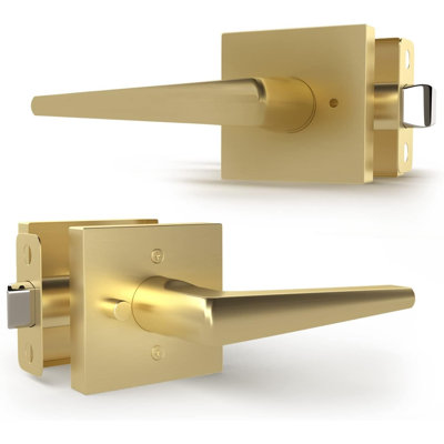 Poignée Mega Handles SCHEIN sans clé avec rosette carrée | Déclencheur d'urgence pour portes de chambre à coucher, de salle de bain et de placard, vis incluses