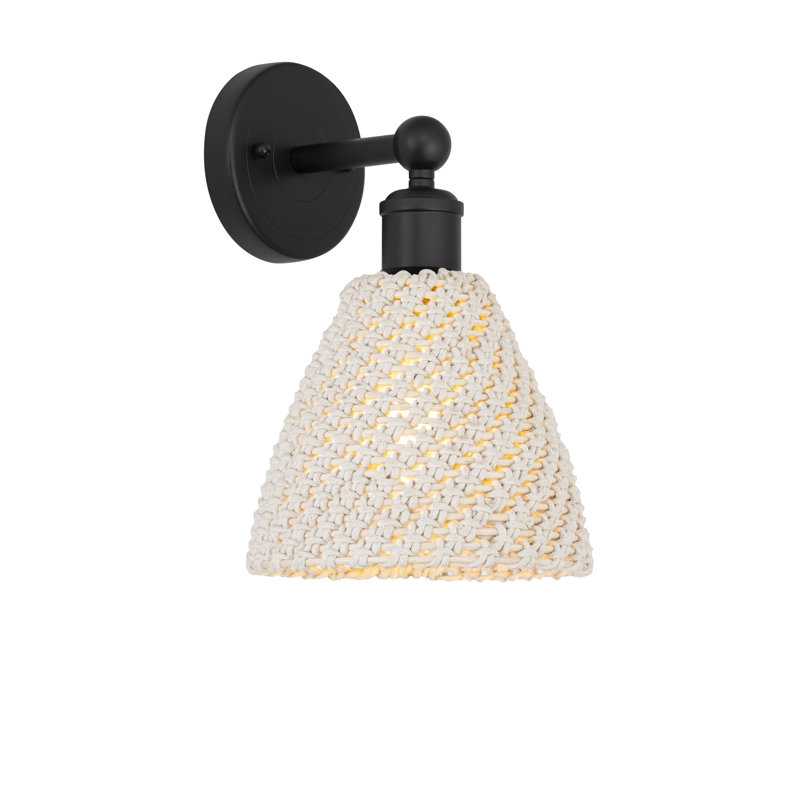 Barberio Steel Armed Sconce, Crème / noir mat