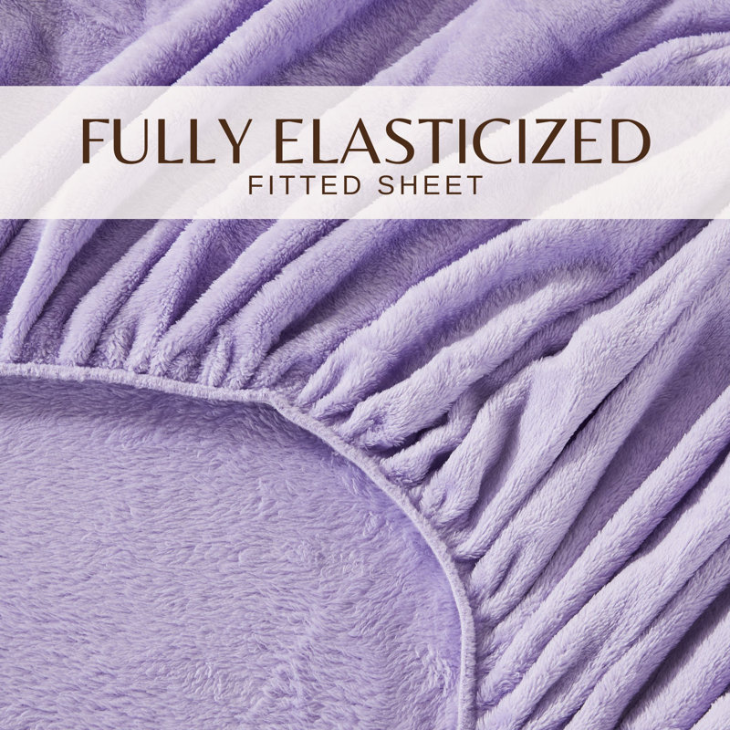 Ultra Soft Micro Plush Velvet Solid Sheet Sets, Purple, Queen Sheet w/ 1 Fitted Sheet&2 Pillowcases