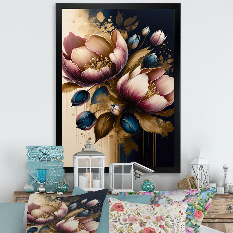 «Pink and Dark Mauve Tulips II», reproduction sur toile, Impression noire sur toile encadrée, H 20 po x l 12 po x P 1 po