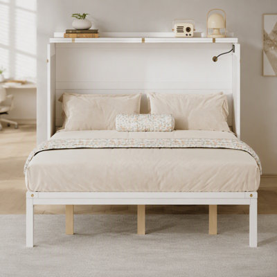 Murphy Bed Cabinet with USB Charging Station, Bed Frame with Drawers, Safety Lock and Anti-Tip Device