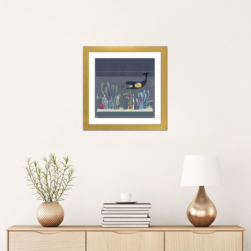 « The Fishtank » par Nic squirrell-impression, H 16 po x l 16 po x p 1 po, Blanc, Papier encadré doré