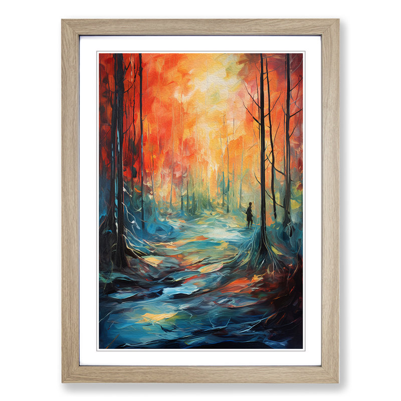 Forest Expressionism Art - Framed Print, 64cm H x 46cm W, Oak Framed