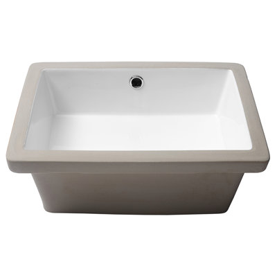 Modern Ceramic Rectangular Sink 18"X12" With Overflow - Undermount, Stain-, Elegant For Different Premises White Undermount Sleek, To Stains Multiple Areas