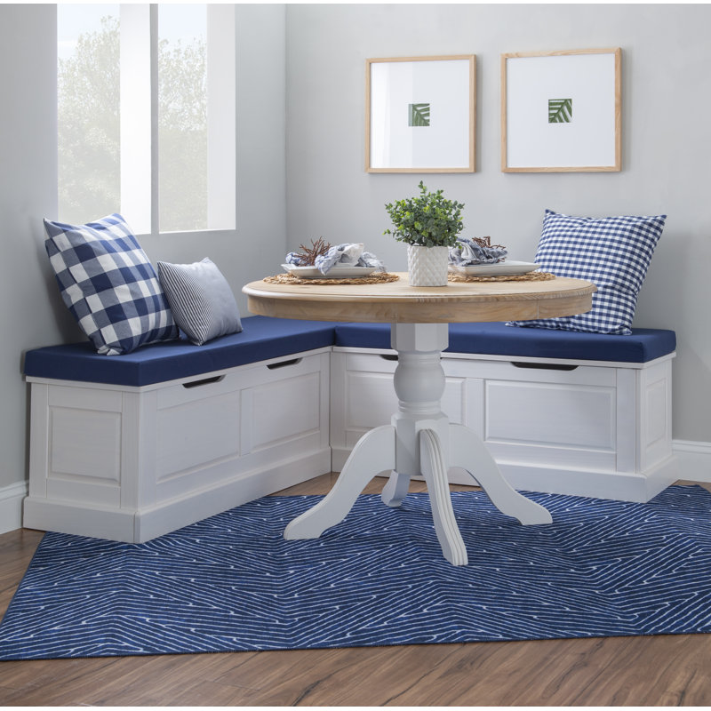 Selby Upholstered Storage Bench, White, Navy
