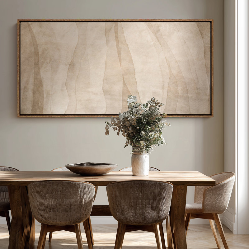 Impression sur toile extra large, formes abstraites neutres et organiques, H 30 po x l 60 po, Naturel