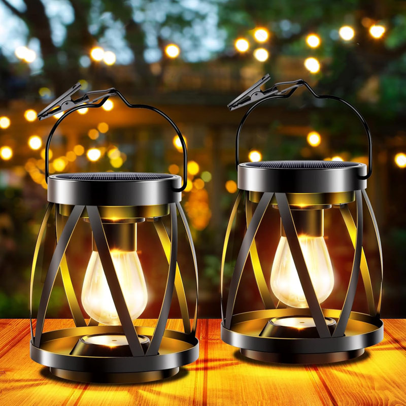 Solar Lanterns Lights Outdoor Waterproof, Upgraded Metal Outdoor Lantern, Brighter Auto On/off 18h Hanging Solar Lights For Outside Garden Yard Patio Porch Decor, Gift For Mom