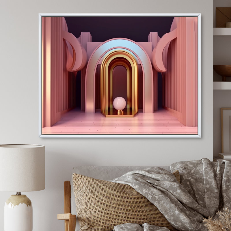 «Architectural Beauty In Minimal», impression sur toile, Cadre flottant blanc, H 16 po x l 32 po x P 1 po
