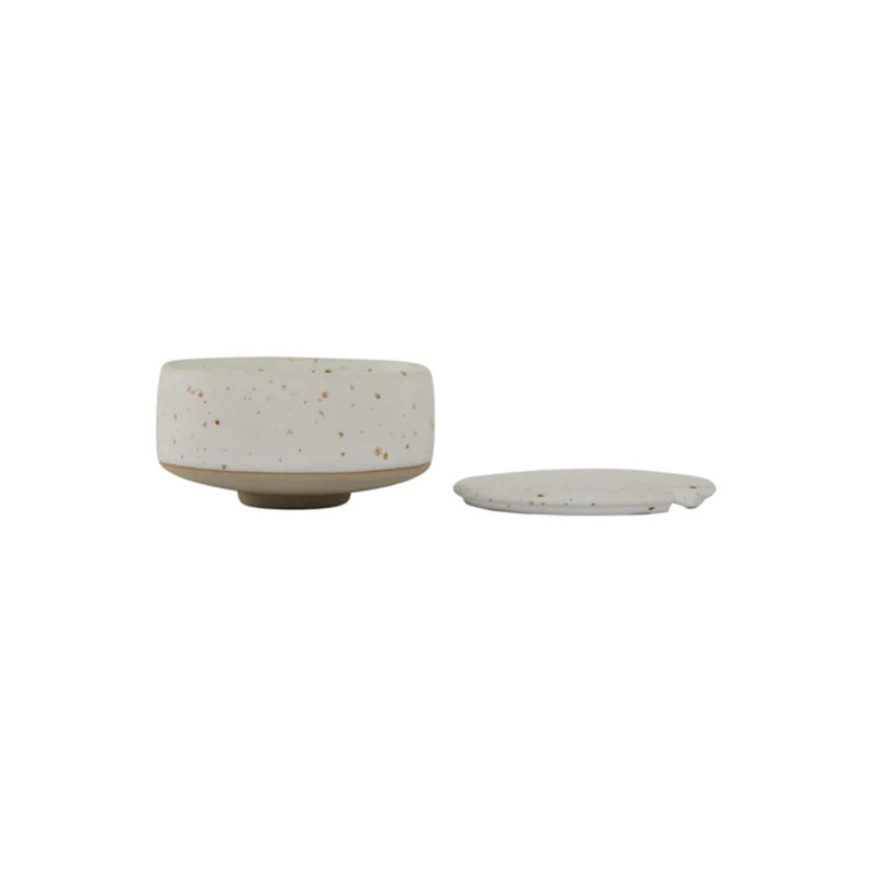 Hagi Stoneware Sugar Bowl, White/Brown