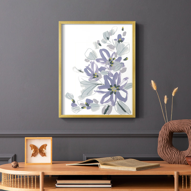 Periwinkle Patch IV, reproduction encadrée - bois massif, H 10 po x l 8 po, Cadre doré simple