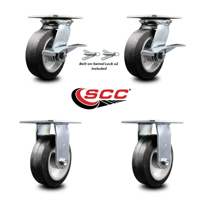 4 Piece Rubber on Aluminum Caster Set