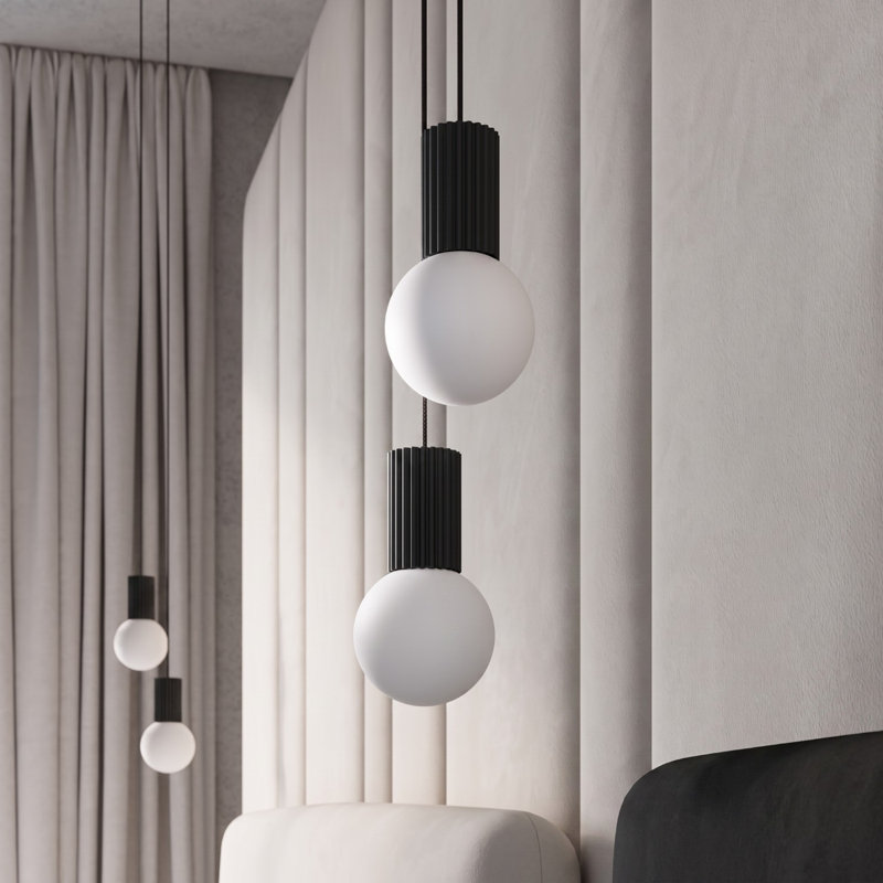 Halo - Light Brushed Nickel Pendant, 15x15x120 cm, Black, 2 Lights