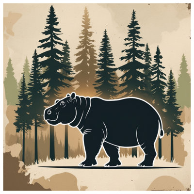 Hippo In Pine Forest Double Sided Throw Pillows