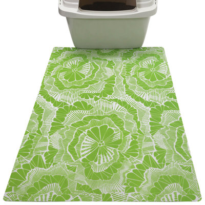 Tapis de litière original pour chat, contient les dégâts de la boîte, protège les planchers, résistant à l'urine, lavable à la machine, doux pour les pattes de chat, absorbant, imperméable (20 po x 28 po) (vert surf) (fabriqué aux États-Unis)