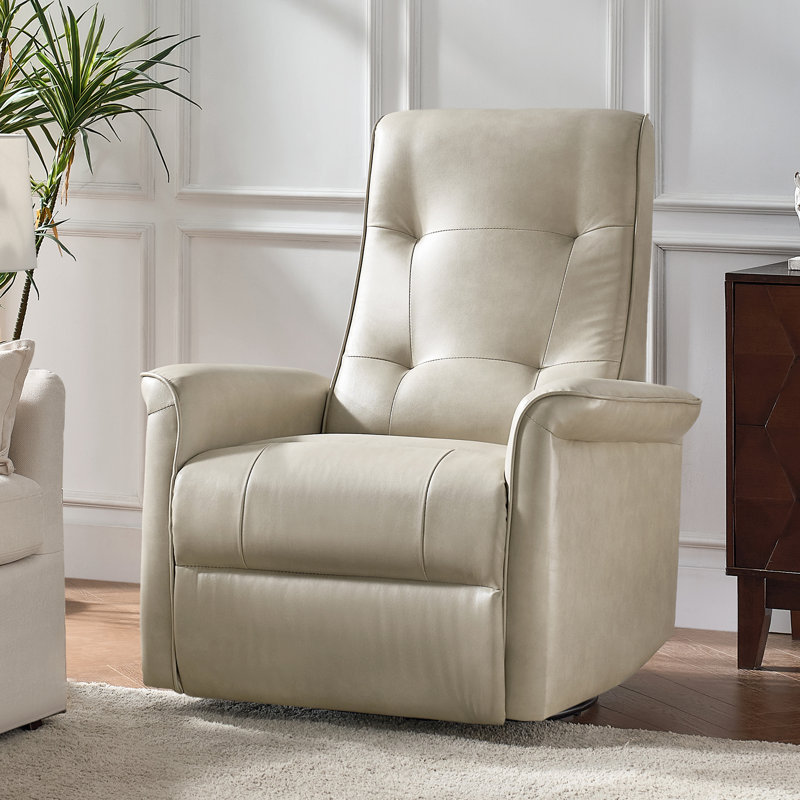 Rovnak Faux Leather Rocker Electronic Power Swivel Recliner with USB, Beige Faux Leather