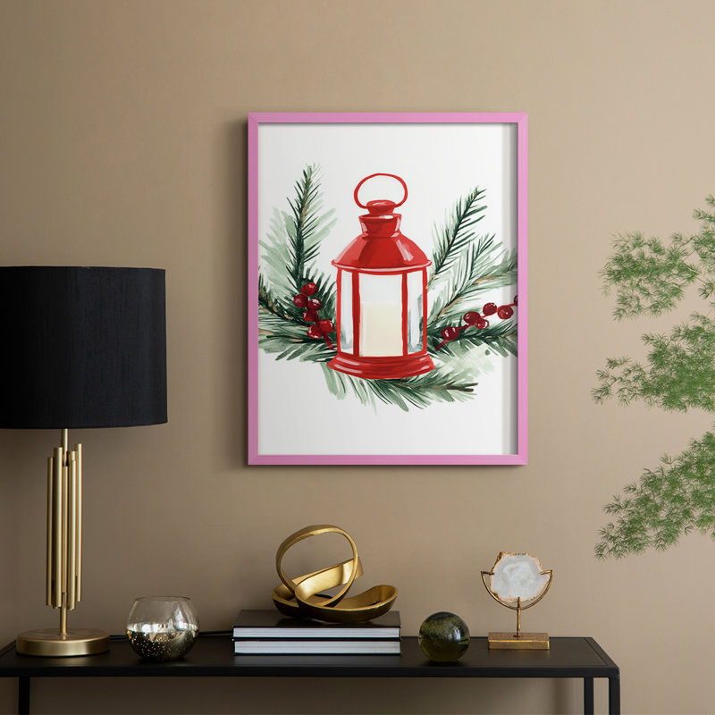 «Christmas Holiday», art encadré en bois massif CECXXXV, Rose