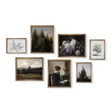 5 Piece Vintage Gallery Wall Art Set - Autumn in The Alps, Winter Tree Art by Maple + Oak Red Barrel Studio Frame Color: Black