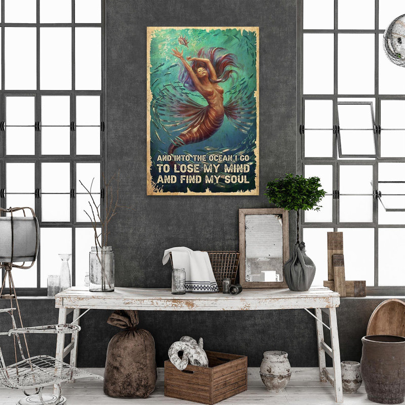«Mermaid Vintage», impression sur toile tendue, H 14 po x l 11 po x P 1,25 po