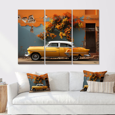 Yellow Yellow Classic Car - Cuba, ensemble de reproductions d'art mural