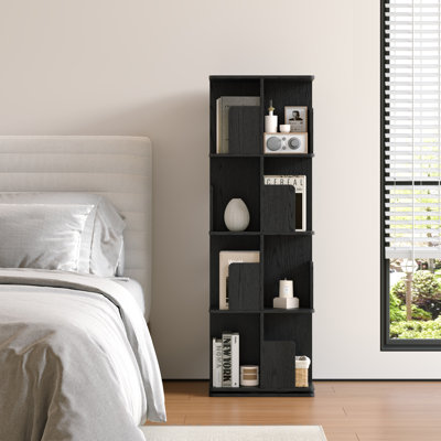 Rotating Bookshelf, 4 Tier Small Bookcase Corner Shelves Display Storage Tower Space-saving Revolving For Small Space Black