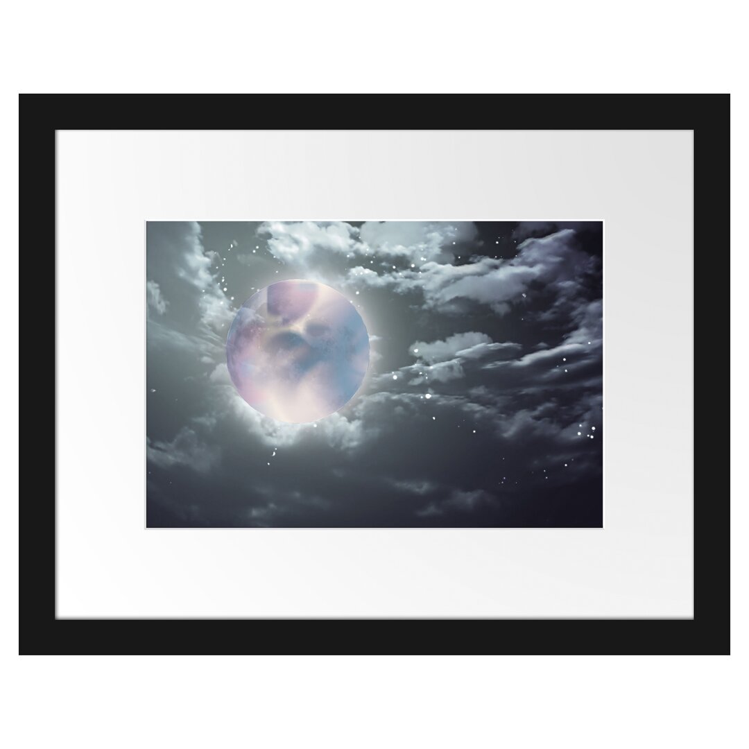 Gerahmtes Poster Vollmond Sterne Wolken