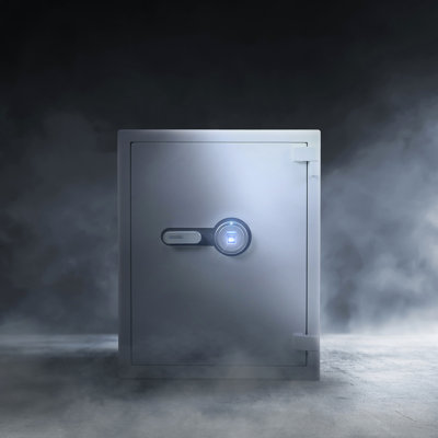 Safe 4.48 Cubic Ft, White - Biometric Security System, Resists 1200F Fire For Half Hour, Holds Docs, Jewelry, Cash Securely, Steel Construction