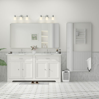 Molly Tempered Glass and Metal Framed French Cleat Mounted Wall Bathroom / Vanity Mirror