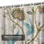 Rideau de douche beige à motif floral avec 12 crochets-516953723