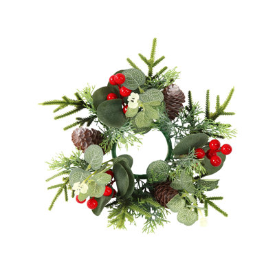  Artificial Fake Flowers Faux Silk Flowers Christmas Candle Rings Wreath Simulated Flower Candle Rings Centerpiece for Home Dining Tables Wedding Decorations Party Decorations