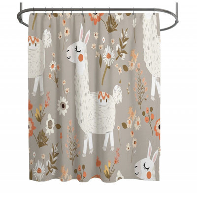 Llama Animal Warm Floral Shower Curtain