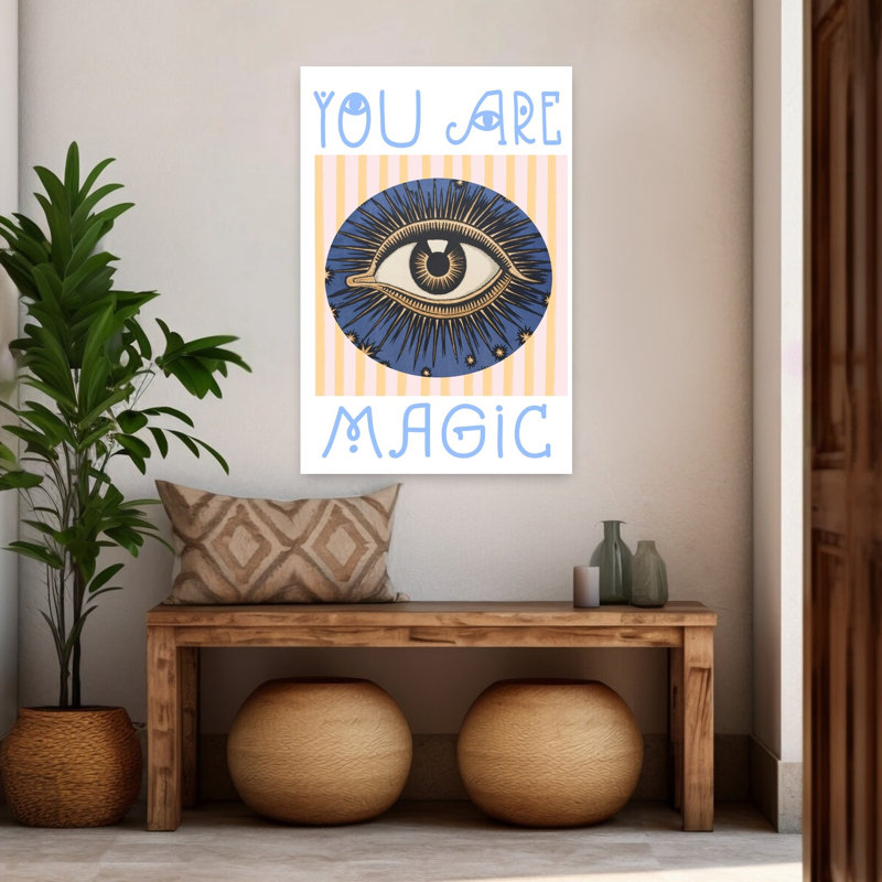 Affiche murale abstraite contemporaine de paysage naturel avec œil magique mystique, H 48 po x l 32 po