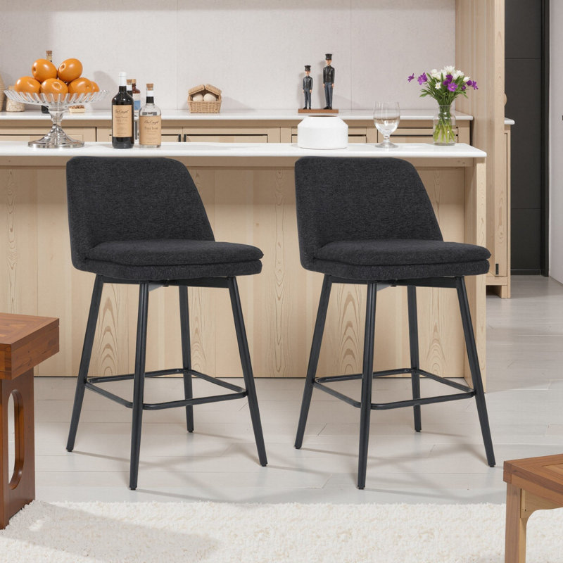 Tabouret de bar et de comptoir pivotant de 25,6 po Deboroh, Noir