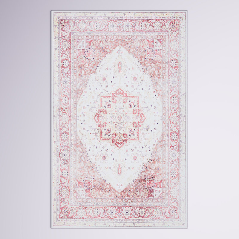 Sonia Oriental Beige/Rust Area Rug, Rectangle 6'6" x 9'