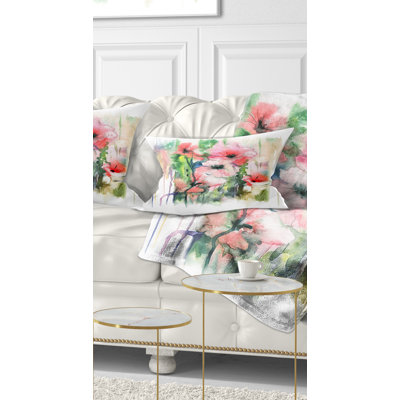 Coussin lombaire à motif d’aquarelle animal floral