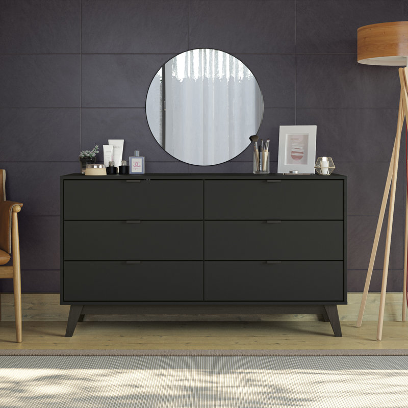 Commode 6 tiroirs Kyrese, Noir
