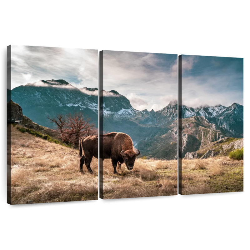 Brampt Bison Mountain Landscape, 32" H x 50" W