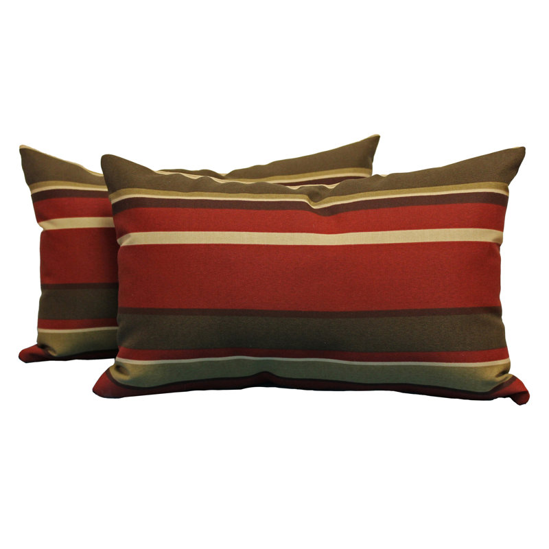 Rectangular Outdoor Lumbar Pillow, Monserrat Sangria Stripe