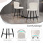 Tabouret de bar de 25,79 po de style moderne avec sièges blancs, pieds en métal noir et extrémités dorées, convenant à divers styles de décoration-1085058363