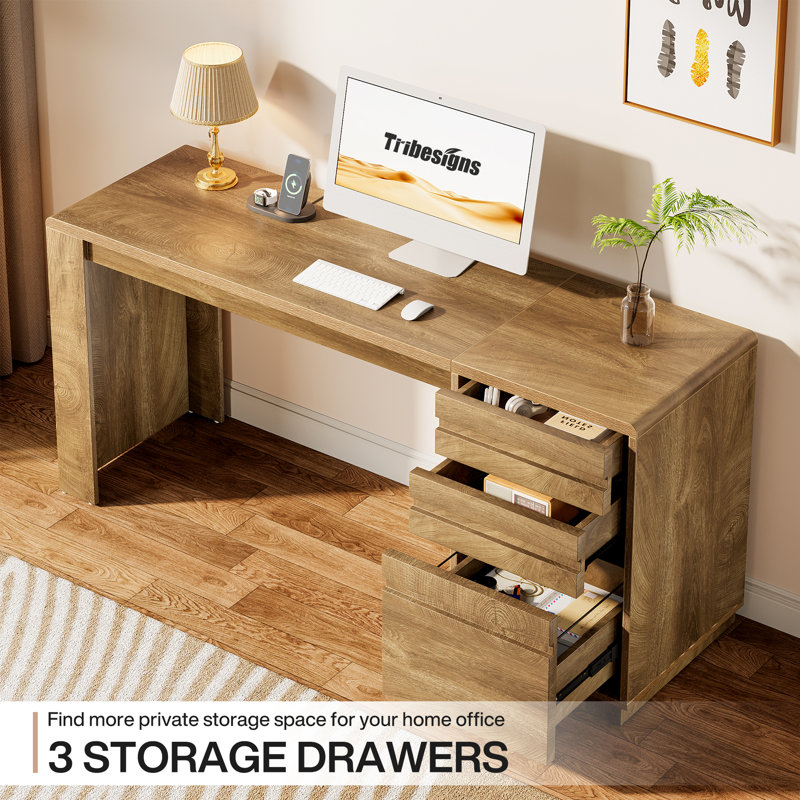 55'' Home Office Desk with 3 Drawers
