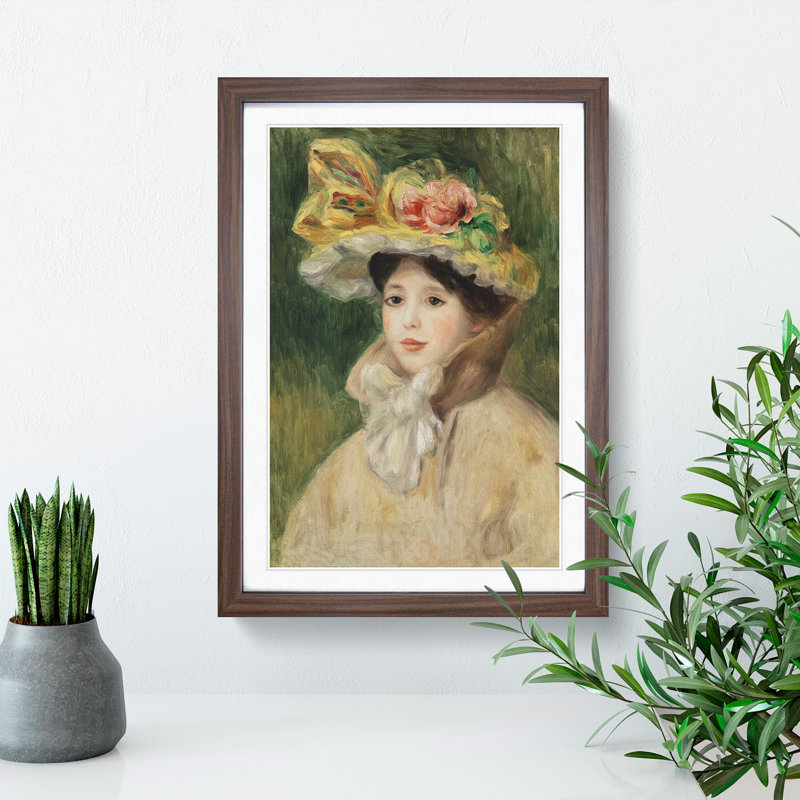 Woman with Capeline by Pierre-Auguste Renoir - Picture Frame Painting, Walnut, 65cm H x 48cm W x 2cm D
