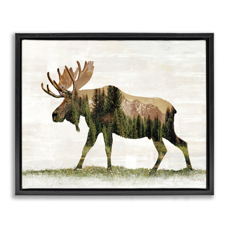 "Forest Forest Moose", art mural encadré par Amber Sterling, Noir, H 17 po x l 21 po