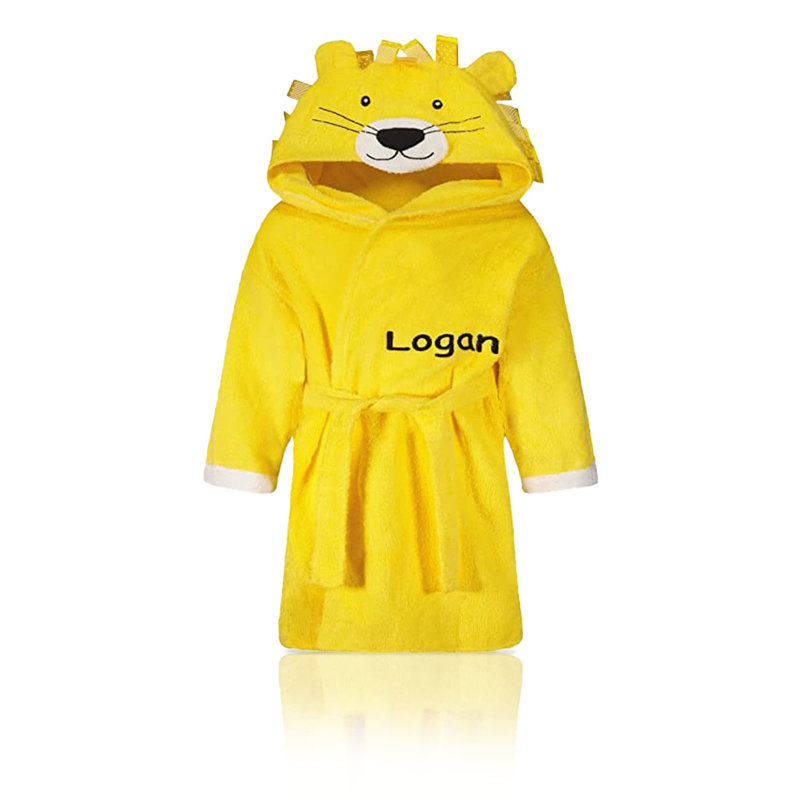 Plush Baby Ankle Bathrobe with Hood, S, Yes